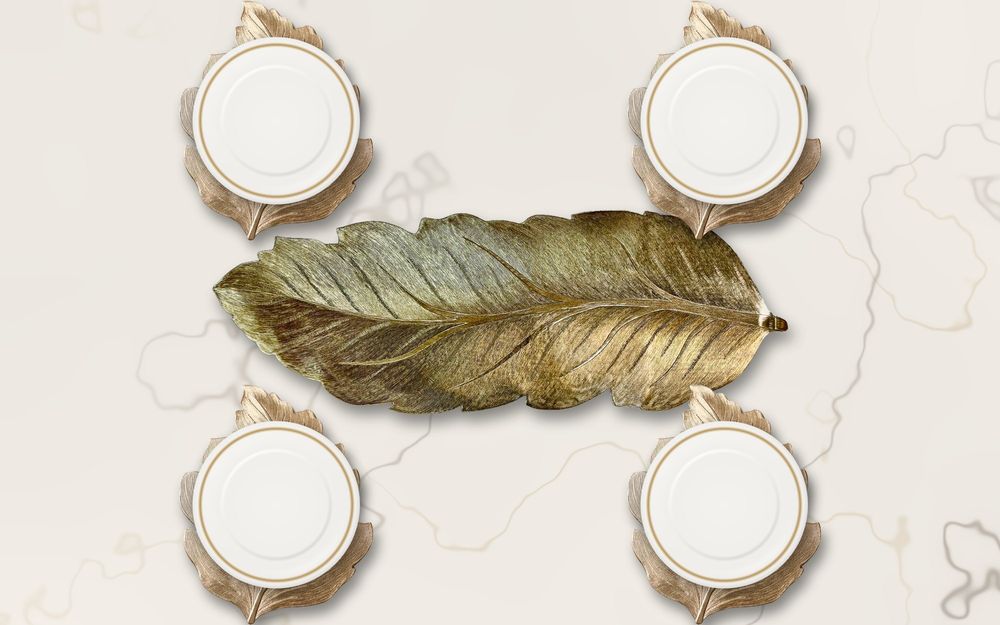 Chinar Leaf runner and placemats set on a table