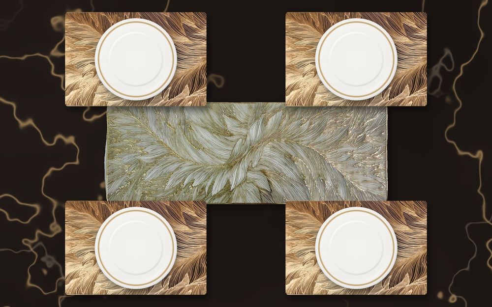 Morpankh runner and placemats set on a table